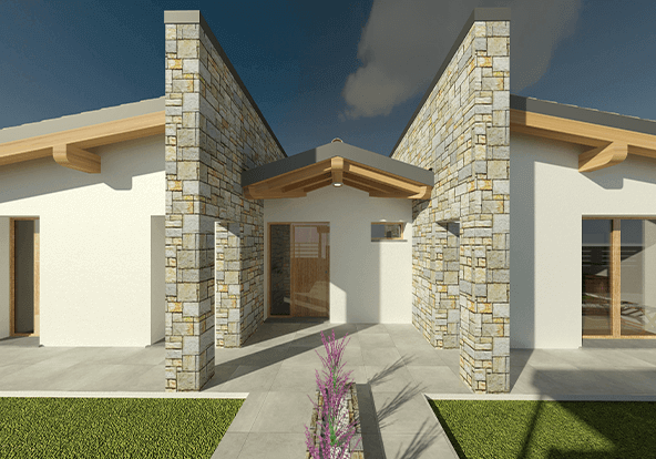 Villa bifamiliare a Vailate con elementi architettonici in pietra