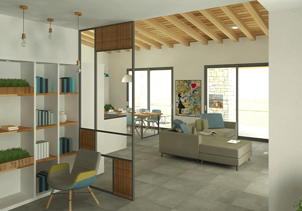 Open space accogliente e luminoso con arredamento moderno a Fornovo