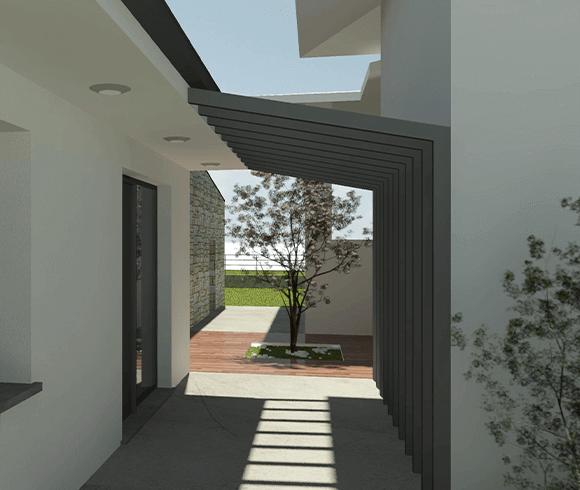 Portico d'ingresso in pietra villa residenziale