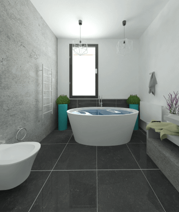 Bagno padronale in pietra con grande vasca