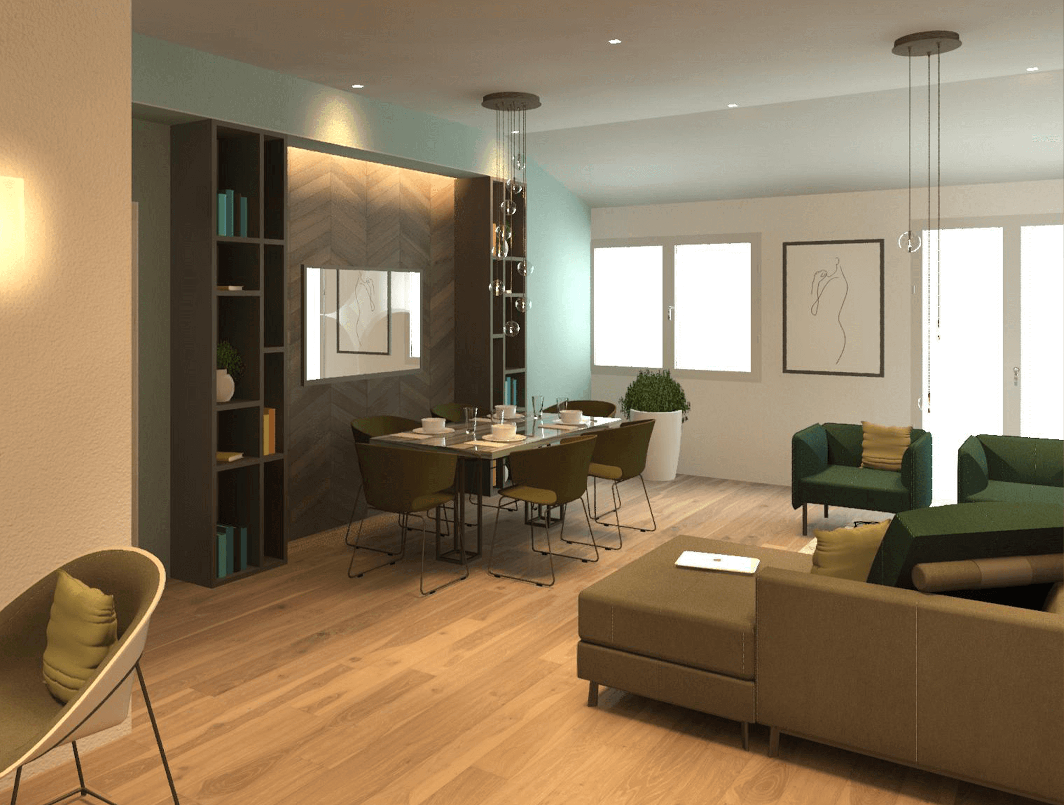 Soggiorno arredamento moderno in legno